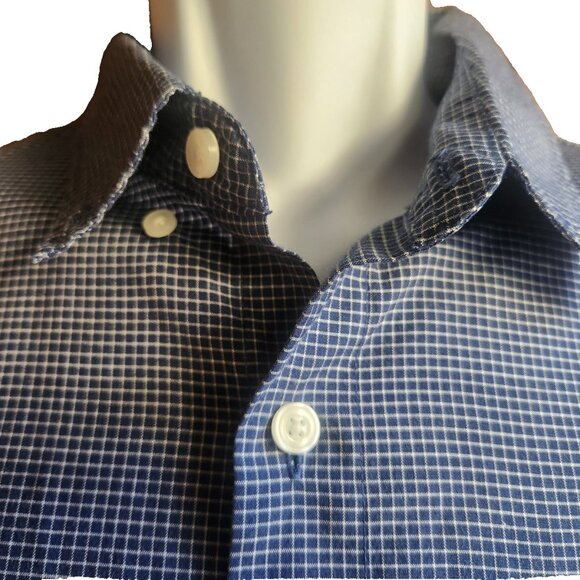 Dockers Men's Shirt Button Down Long Sleeve White/Blue Plaid Collared Size L - Picture 2 of 6